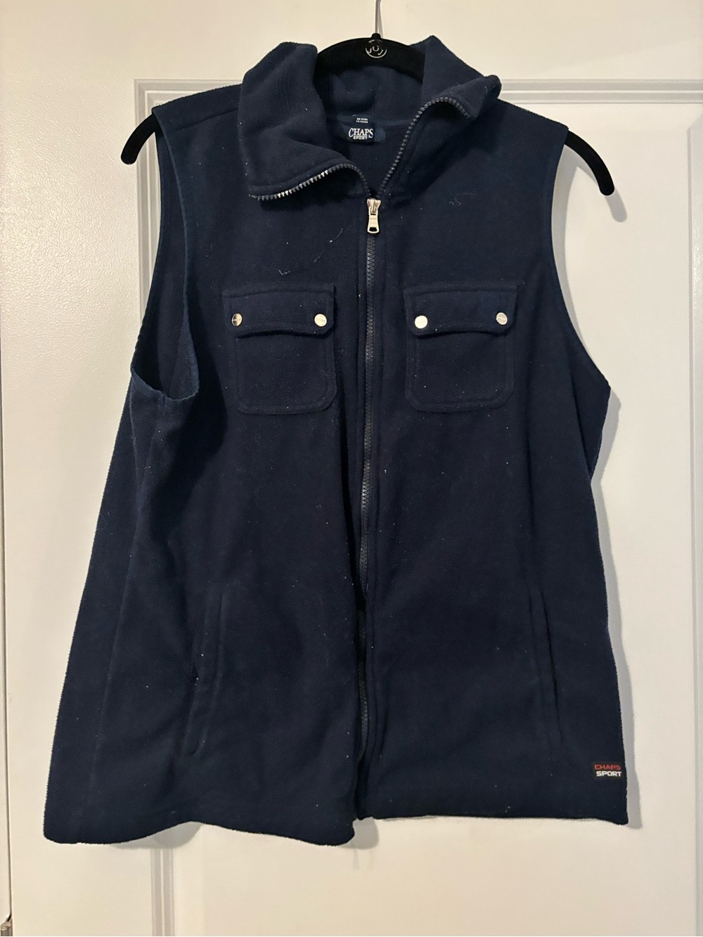 Chaps Black Fleece Vest with Full Zip